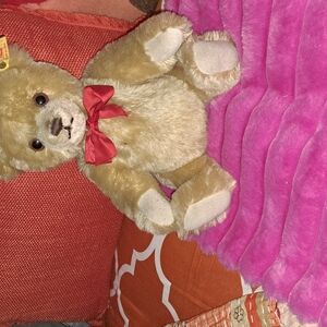 Steiff Tan Teddy Bear with Red Bow